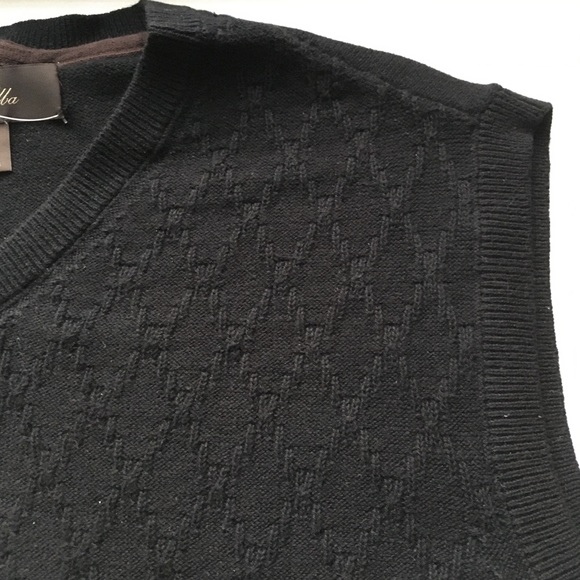 Tasso Elba Men Cotton Vest Black Diamond Pullover - Picture 8 of 8